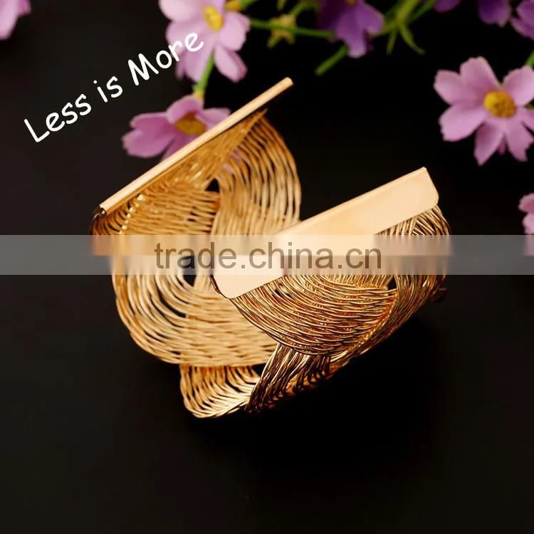 Matt Shiny Fashion Women Vintage Gold/Silver Plated Bangle Punk Cuff Bracelet Jewelry
