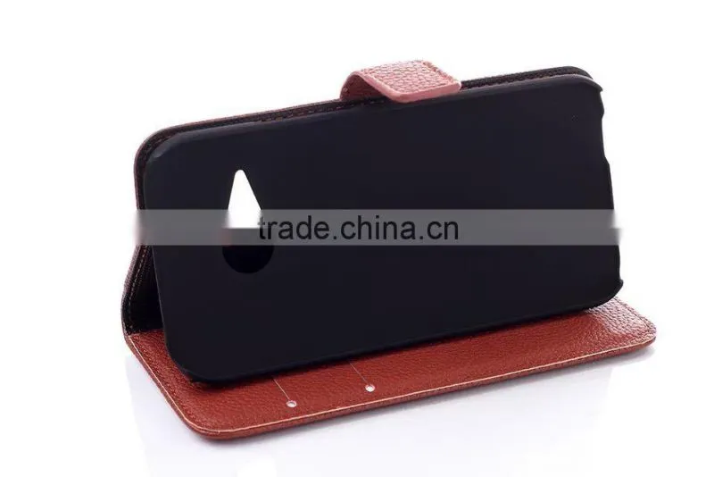 Litchi wallet leather case for HTC One M8 mini