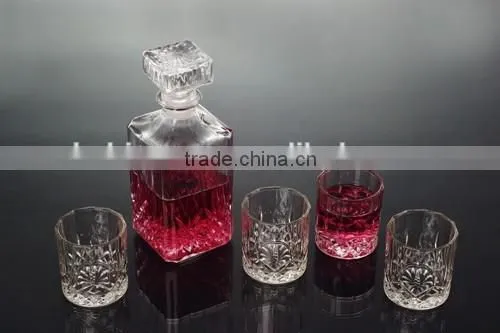 new design 5pcs glass wine set with goblet diamond decorative