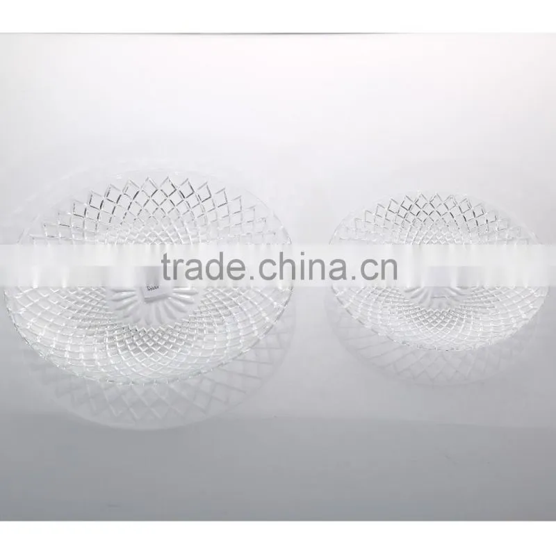 Wholesale Clear Set 4 Diamond Carving Round Glass Plate