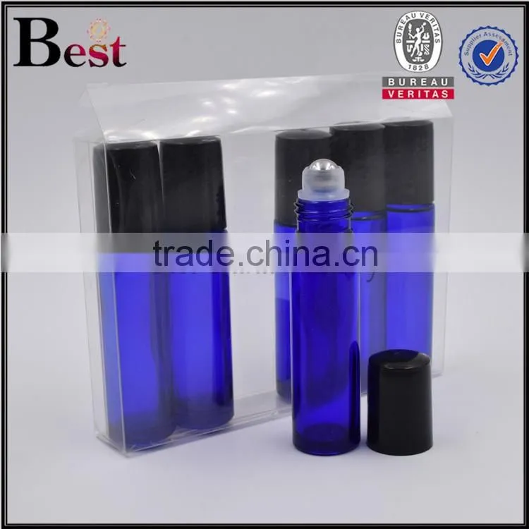 10ml empty dark blue perfume bottle roller in package