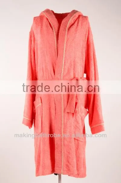 Red elegant long hooded bathrobes women