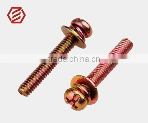 Zinc plated cross recessed pan screw assemblies swith washers