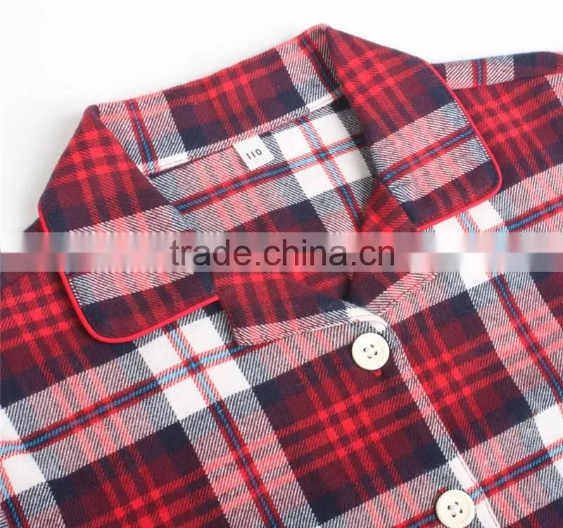 fancy red plaid children cotton sleepwear