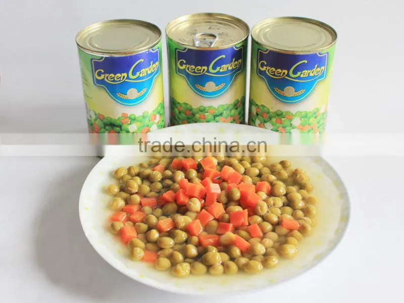 canned green peas with carrtos