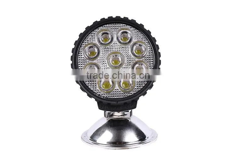 12v 24v Super bright waterproof round 27w led work light for tractor