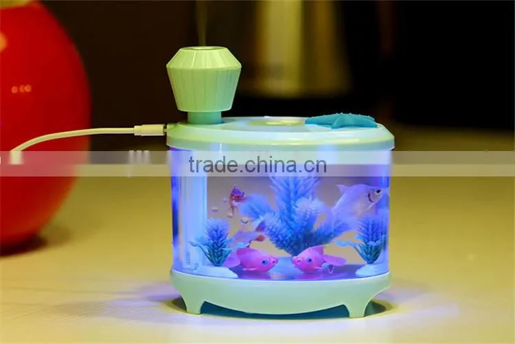 USB personal ultrasonic humidifier cool mist air purifier with led light fish tank function