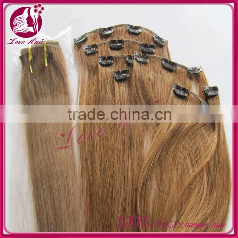 High Quality Wholesale price 100% Indian Hair Clips In Weft Hair Extensions