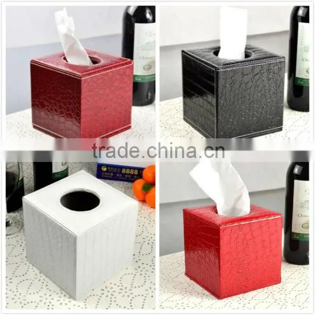 Red Square Leather tissue box