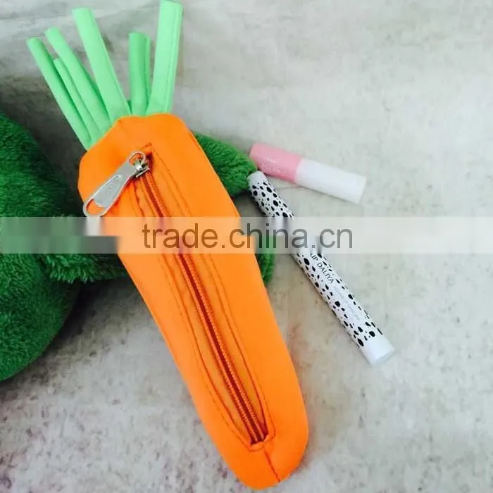 school supply creative carrot design pen bag 3D pencil bag for kids