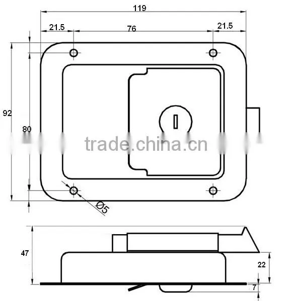 stainless steel recessed paddle lock with rubber cap