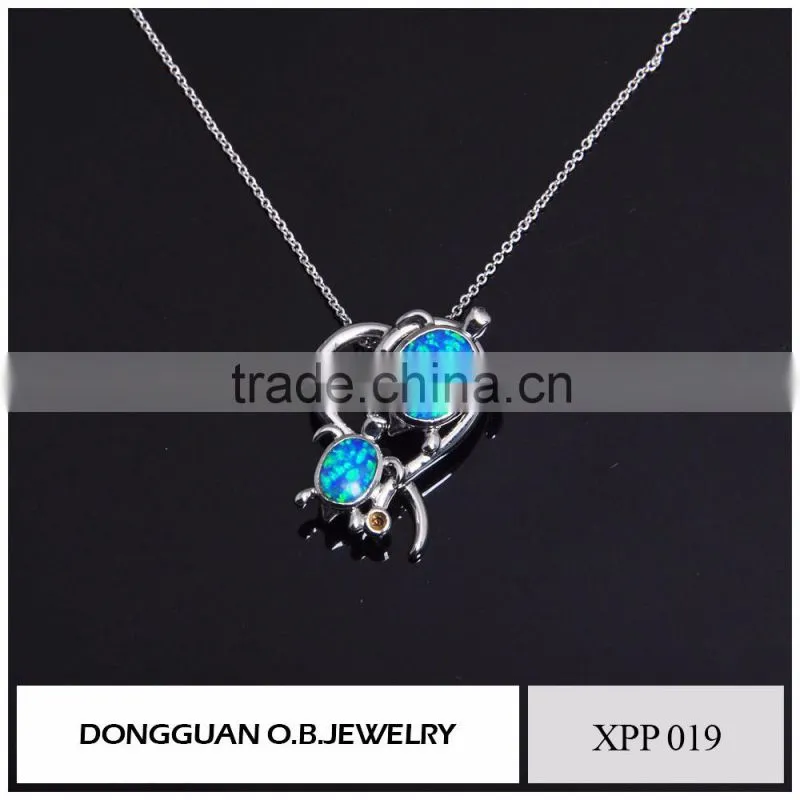 Fashion wholesale jewelry latest pendant necklace with synthetic opal stone