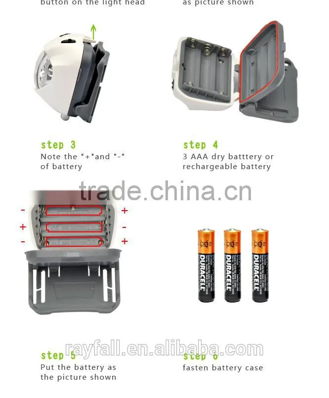 Amazon hot selling 3 aaa battery super bright rohs headlamp oem with logo