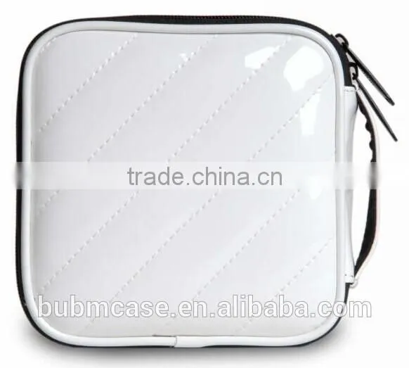 White BUBM 32 Capacity PU Leather Cover CD Case CD Box DVD Case CD-ROM Holder Car Disc Case