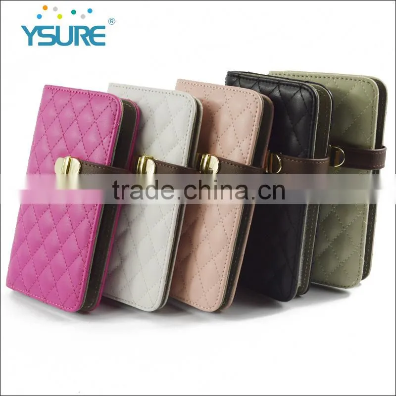 2016 new arrival slider diamond pu case for Huawei , , four card slots and one pocket . The new matel button