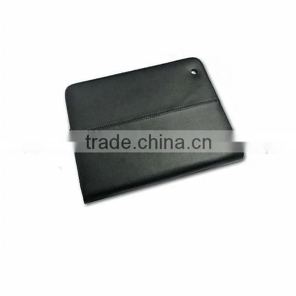 For new ipad zipper Geniune real leather case with credit card slot