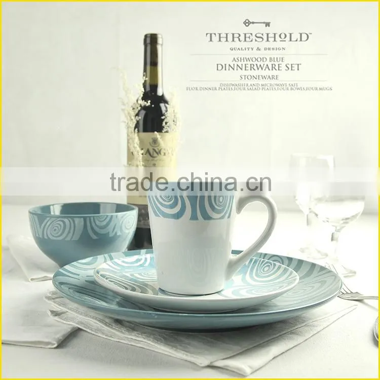Wholesale Blue Stoneware Porcalain Dinnerware Set,Porcelain Dinner Set