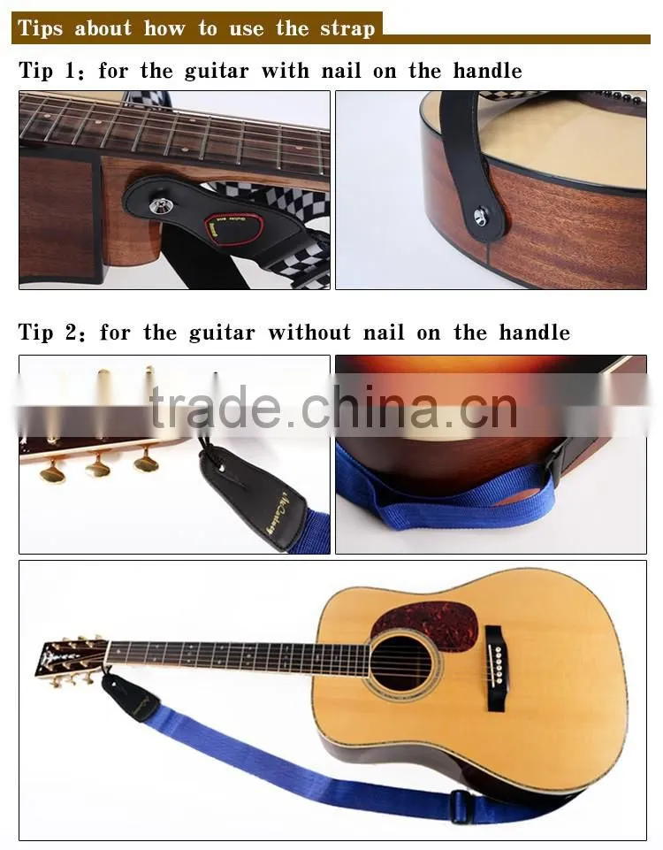 Customized thick heat transfer printed guitar strap
