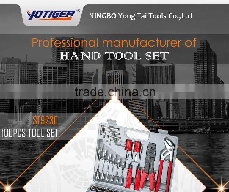 100pcs Popular Full Hand Tool Kit Set with Wood Handle Hammer