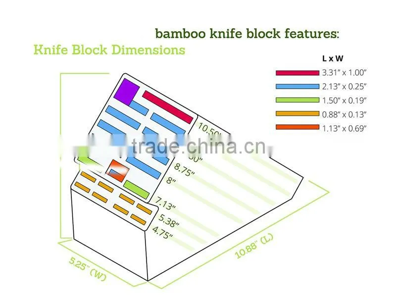 20 Slot Bamboo Universal Knife Block or Holder Without Knives