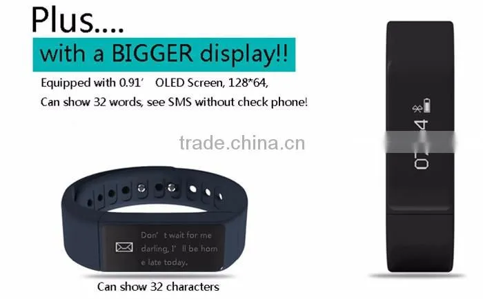 2016 I5 Plus Smart Bluetooth 4.0 Watch IP67 Sleep Monitoring Sports Tracking Wristband Call Message Reminding Sedentary Alert