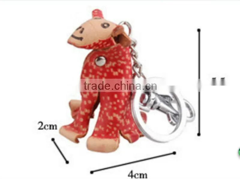 animals leather animal keychain with metal keychain keyring cheap leather keychain