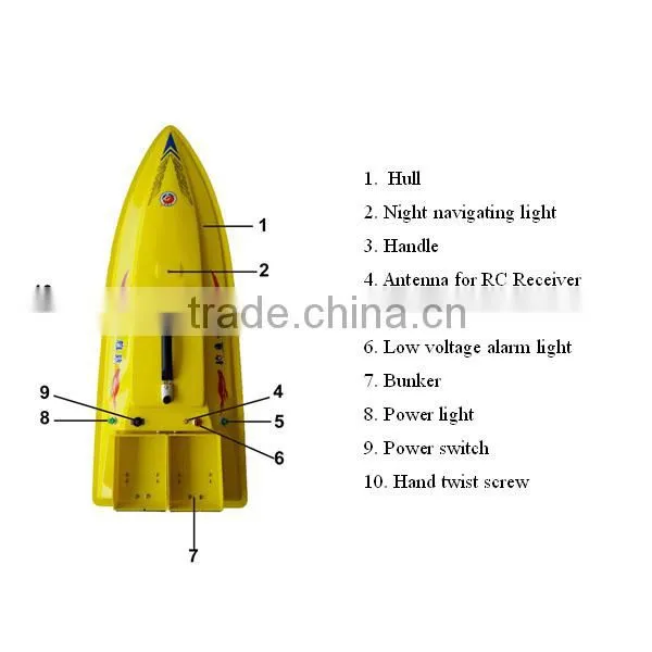 FRP remote boat hulls HYZ-105 RC bait boat with fishhooks