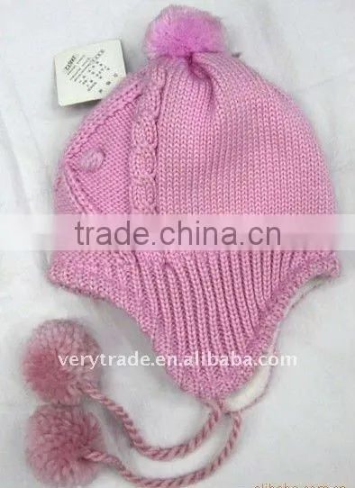 Multi Stripe Beanie with Pom-pom Top, Made of Acrylic, Available in Various Colors
