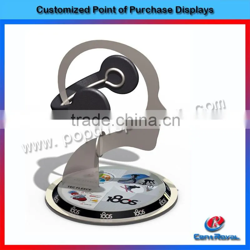 Fashion countertop wood headphone display rack for retail store