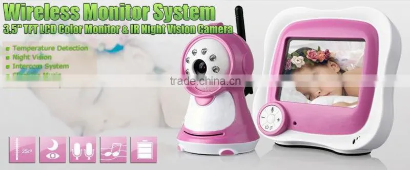 Wireless Digital 2 Ways Audio LED Music Baby Monitor Built-in Lithium Battery