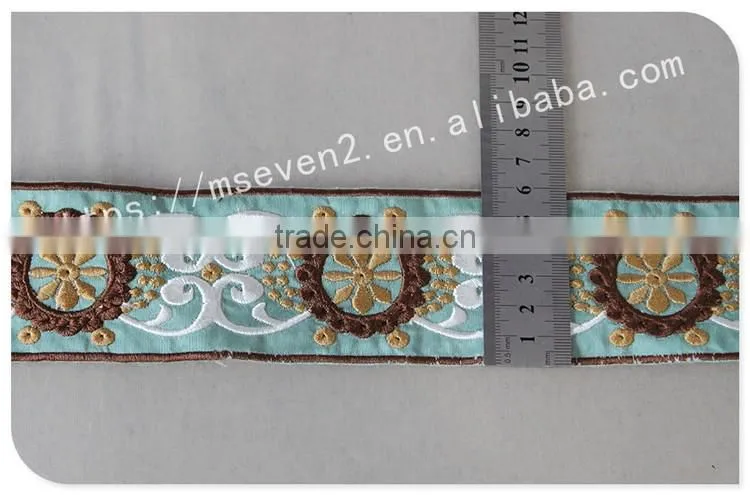 New arrival 6cm width gorgeous ethnic lace trim embroidery for garment