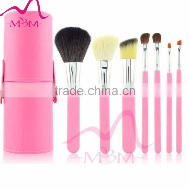 hot 7pcs multicolors barrelled makeup brush set animal hair brush set