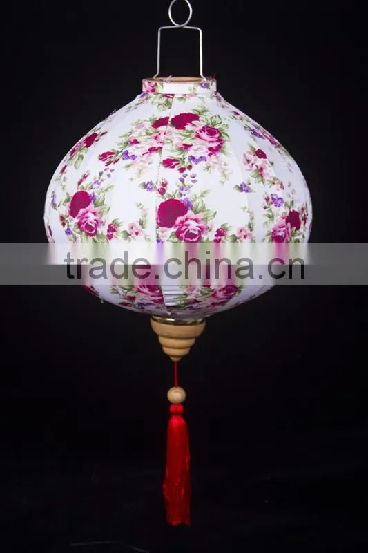 latest design high quality fabric blue round lantern wholesale