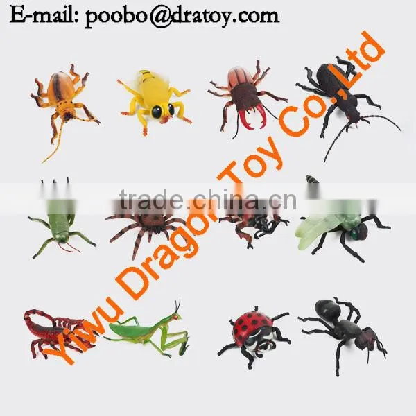 soft and hard plastic color insect statue educational toy insect