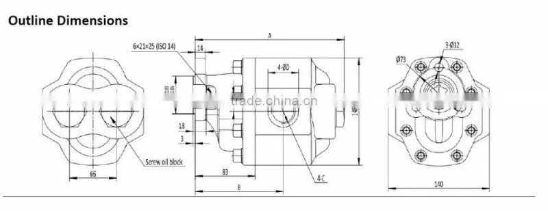 UNI three bolts cast iron hydraulic gear pump for tripper truck