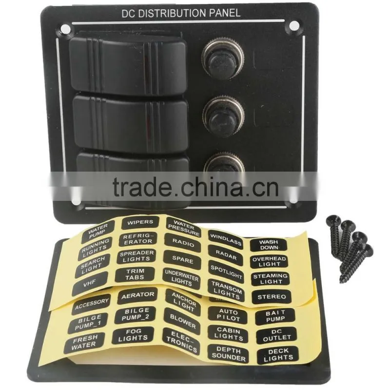 Marine/Boat/RV/Yacht 3 Gang Aluminum LED Waterproof Rocker Switch Panel