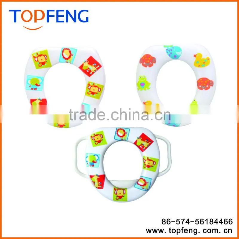 Easy clean soft potty seat with handle/ Children toilet seat