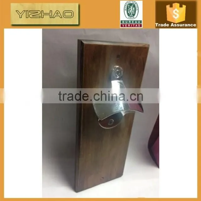 Custom Design Wooden Magnetic Wall Mounting Bottle Opener, Wooden Bottle Opener With Magnet