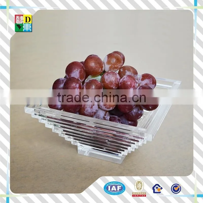 Hot sale simple acrylic clear fruit compote/modern deisgn fashion acrylic round dish for fruits for hotel use China