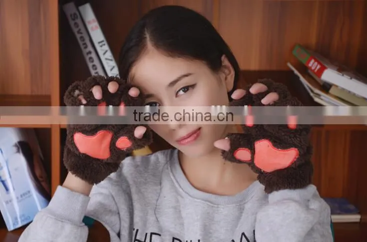 Winter warm animal plush gloves cute