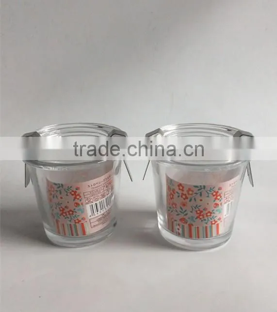 Strawberry pattern wholesale 115 ml small transparent glass bowl with clip lid,glassware