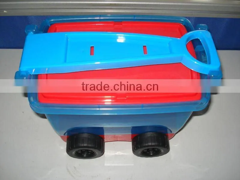 Plastic storage boxes with wheels and lid for kid's toys