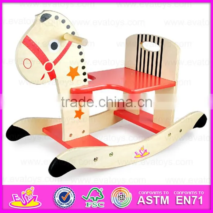 2016 best sale kids wooden toy rocking horse, top popular baby wooden toy rocking horse W16D055