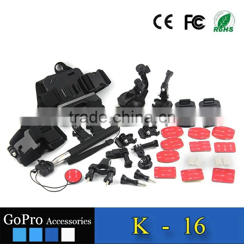 2016 hot selling 33 in 1 products kit used for gopros heros 4 accessories bundle of camera cases