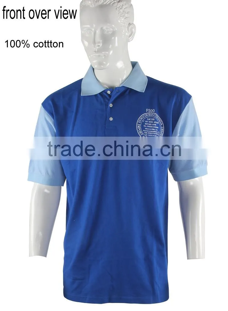 2015 New Arrival Plain Blue Dyed Short Sleeves Cheap Men Model Casual Shirt