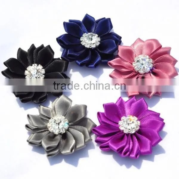 small satin ribbon flower clip for kids hair accessories