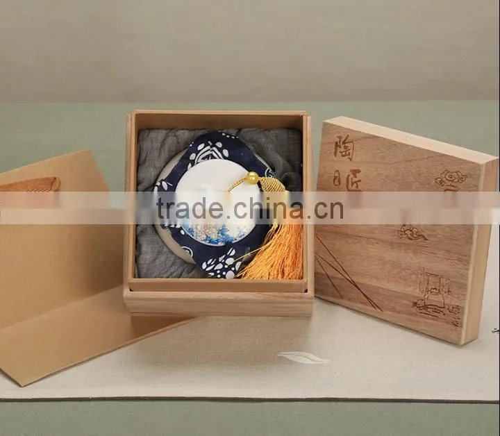 New gift suit/packing tea set includes wooden box and ceramic cups/pots for wholesale