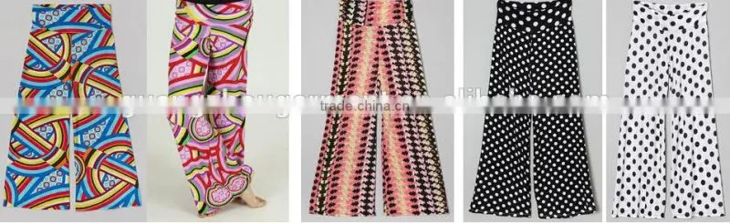 plus size adult/child wide legs yoga long pants, wholesale kids palazzo pants , unique print palazzo pants