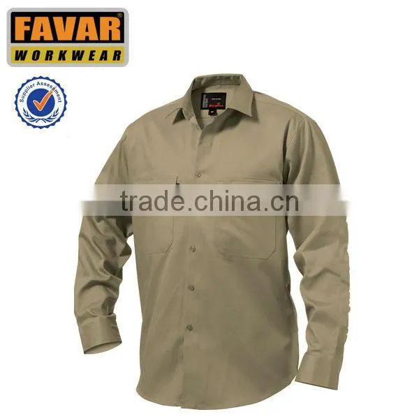 2014 new design mens work shirt long sleeve cotton shirt