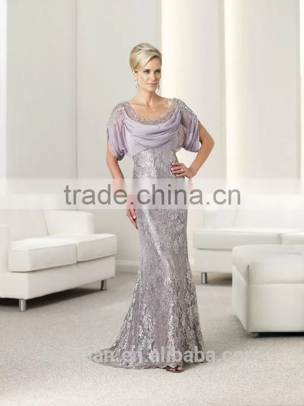 two color lace bride sleeve long dress for mother of groom
